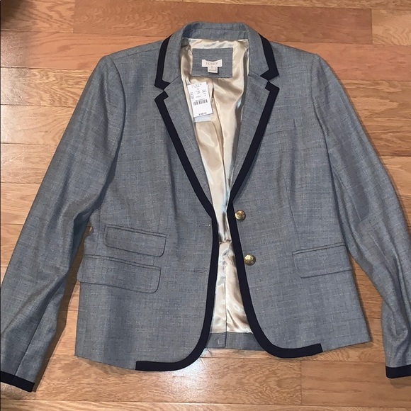 J crew gray navy and gold detail blazer - Picture 1 of 8